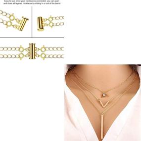 img 1 attached to ✨ Enhance Layered Jewelry Craft with Gold Necklace Spacer Clasp for Detangling and Locking (2pcs)