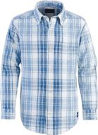 👕 calvin klein long sleeve washout plaid button-down shirt for boys with convenient chest pocket logo