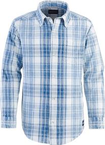 img 4 attached to 👕 Calvin Klein Long Sleeve Washout Plaid Button-down Shirt for Boys with Convenient Chest Pocket