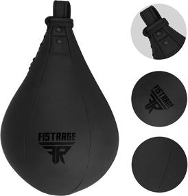 img 2 attached to 🥊 FISTRAGE Speed Ball Boxing Leather MMA Muay Thai Training Punching Dodge Striking Bag Kit with Hanging Swivel, Workout Speedball, Kicking Platform in Black