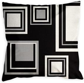 img 2 attached to 🌑 Modern Geometric Black and White Throw Pillow Covers - Set of 4 Silver Grey Square Decorative Pillows for Couch Bed Bedroom Sofa and Patio Furniture - Soft Outdoor Pillows - 18 x 18 Inches.