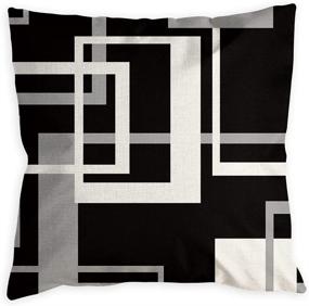 img 1 attached to 🌑 Modern Geometric Black and White Throw Pillow Covers - Set of 4 Silver Grey Square Decorative Pillows for Couch Bed Bedroom Sofa and Patio Furniture - Soft Outdoor Pillows - 18 x 18 Inches.