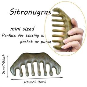 img 1 attached to 🌿 Natural Wood Wide Tooth Hair Comb with Sitronugras + Scalp Massage | No Static Green Sandalwood Hair Pick for Men and Women | Includes Free Storage Pouch