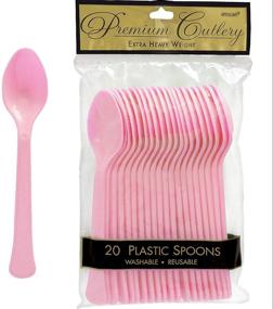 img 1 attached to Premium New Pink Plastic Spoons in One Size - Pack of 20 (8001.109) by amscan