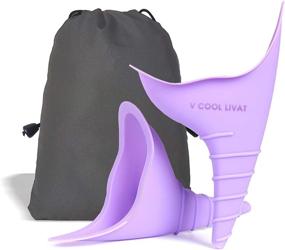 img 4 attached to 🚺 V Cool Livat Travel Female Urination Device - 2 Pack: Reusable Silicone Lady Urinal for Standing Up, Camping, and Outdoor Activities - Portable Pee Funnel Cups with Discreet Carry Bag