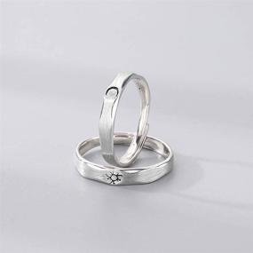 img 2 attached to 🌞 Carol&amp;Allen 925 Sterling Silver Couple Rings: Embracing Love with Sun, Moon, and Waves