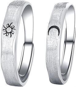 img 4 attached to 🌞 Carol&amp;Allen 925 Sterling Silver Couple Rings: Embracing Love with Sun, Moon, and Waves