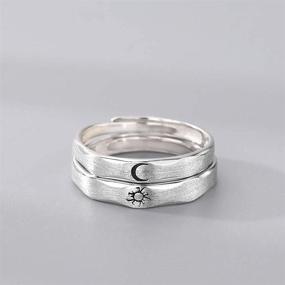 img 1 attached to 🌞 Carol&amp;Allen 925 Sterling Silver Couple Rings: Embracing Love with Sun, Moon, and Waves