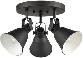 img 2 attached to 💡 EUL Multi-Directional Ceiling Spot Light, Adjustable Round Track Lighting, Semi Flush Mount Matte Black-3 Light Fixture