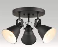 💡 eul multi-directional ceiling spot light, adjustable round track lighting, semi flush mount matte black-3 light fixture логотип