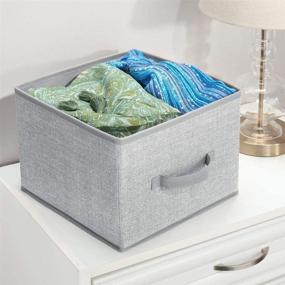 img 1 attached to 📦 mDesign Soft Fabric Closet Storage Organizer Holder Cube Bin Box - Gray (2 Pack) - for Closet, Bedroom, Bathroom, Entryway, Office