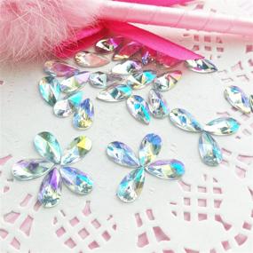 img 2 attached to 💎 Crystal AB Rhinestones - 8x13mm Teardrop AB Acrylic Special Effect Flatbacks with Sample Packs | GreatDeal68