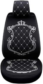 img 3 attached to 👑 Skysep Crown Car Seat Covers - Fully Surrounded Unisex Seat, Winter Leather Seats Car - PU Leather and 3D Breathable Fabric (Black-White)