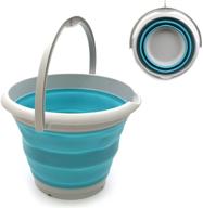 🪣 sammart 2.6 gallon collapsible plastic bucket - foldable round tub - portable fishing water pail - space saving outdoor waterpot, 10l size 33cm dia (1, bright blue) logo