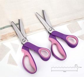 img 3 attached to 🧵 Galadim Pinking Shears Set - 2 PCS (Serrated & Scalloped Edges) for Fabric & Leather - Soft Grip Zig Zag Scissors - GD-012-3-F(3MM)