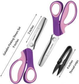 img 2 attached to 🧵 Galadim Pinking Shears Set - 2 PCS (Serrated & Scalloped Edges) for Fabric & Leather - Soft Grip Zig Zag Scissors - GD-012-3-F(3MM)