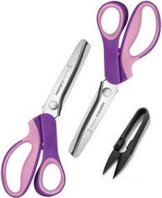 img 4 attached to 🧵 Galadim Pinking Shears Set - 2 PCS (Serrated & Scalloped Edges) for Fabric & Leather - Soft Grip Zig Zag Scissors - GD-012-3-F(3MM)