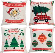 🎄 joyin christmas buffalo plaid pillow cover (4 pcs) - rustic farmhouse design for festive décor and holiday comfort логотип