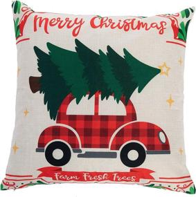 img 1 attached to 🎄 JOYIN Christmas Buffalo Plaid Pillow Cover (4 Pcs) - Rustic Farmhouse Design for Festive Décor and Holiday Comfort