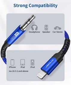 img 3 attached to JSAUX Lightning to 3.5mm Audio Cable 6FT - Apple Mfi Certified iPhone Headphones Jack Aux Cord (Blue)