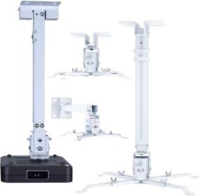 img 4 attached to Adjustable Height Projector Mount Bracket for Wall or Ceiling - Extendable Arms & Universal Fit for Different Size Projectors (Silver)
