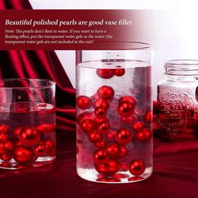 img 1 attached to 🎉 Hicarer 120-Piece Red Pearl Vase Filler Bead Set for Home Wedding Decor - Assorted Round Faux Pearls for Vases, Brushes, and Makeup Brushes Holder, 14/20/30mm