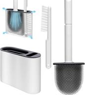 🚽 2-in-1 silicone toilet brush set | no-slip long handle | wall-mounted toilet cleaning system | soft silicone bristles | effortlessly clean toilet corners | white (double brush) logo