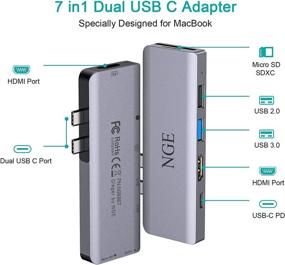 img 3 attached to 💻 NGE 7-в-1 USB C Док-станция с двумя портами HDMI для подключения двух мониторов, с поддержкой 87W PD, Thunderbolt 3 Type C Хаб для MacBook Air - USB C Хаб с двумя HDMI, 2 USB, ридером SDXC, слотом для Micro SD