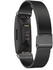 img 2 attached to 🔗 Stylish Stainless Steel Replacement Bands for Fitbit Inspire HR/Inspire/Inspire 2 - Black