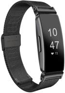 🔗 stylish stainless steel replacement bands for fitbit inspire hr/inspire/inspire 2 - black logo