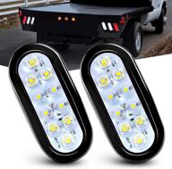 🚚 nilight tl-09 white led trailer tail lights - waterproof & durable, 2pcs 6 inch oval with flush mount, ideal for rv truck jeep - 2 years warranty included logo