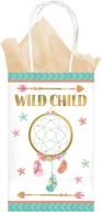 🎉 amscan wild child printed paper gift bags - 8pcs, white, one size: perfect for every celebration! logo