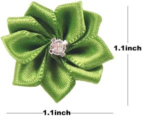 img 1 attached to 🎀 YAKA 50Pcs Satin Ribbon Flower Bows with Rhinestone Appliques for Birthday Party Wedding Decorations DIY Craft Projects, 1.1inch, Multi-Color