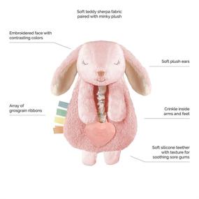 img 3 attached to 🐰 Itzy Ritzy Bunny Lovey with Teether, Ribbons, Dangle Arms, Crinkle Sound, Sherpa Fabric, Minky Plush, 0.175 lb
