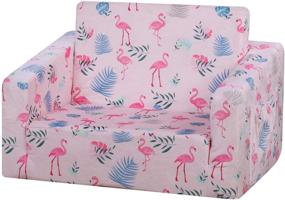 img 4 attached to Kid Sofa Chair: 2-in-1 Flip Open Foam Sofa Bed for Nap and Play (Light Pink), Perfect for Children!