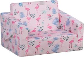 img 2 attached to Kid Sofa Chair: 2-in-1 Flip Open Foam Sofa Bed for Nap and Play (Light Pink), Perfect for Children!