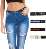 👖 4-pack no buckle elastic belts for women and men - adjustable buckle-free waist belts, invisible stretchy belts for jeans, pants, and skirts logo