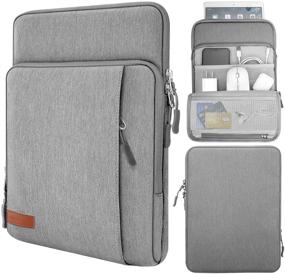 img 4 attached to MoKo Tablet Sleeve Bag: Carrying Case with Storage Pockets for 9-11 📱 Inch Tablets - Fits iPad Pro, iPad Air, Galaxy Tab A - Light Gray