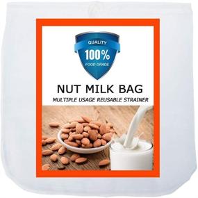 img 4 attached to Carrollar Nut Milk Bag: Pro Quality Reusable 🥛 Food Strainer & Cold Brew Coffee Bag (2 pack)