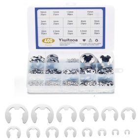 img 4 attached to 🔑 Set of 400 Pcs E-Clip Circlip External Retaining Rings - 304 Stainless Steel, 14 Sizes, Silver Finish