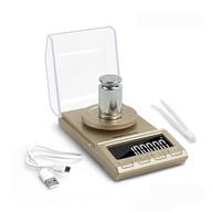 🔬 high precision milligram scale with usb cable - newacalox reloading scale 100 x 0.001g, portable multifunction lab powder scales with calibration, tare weights, tweezers, and weighing pans - gold logo