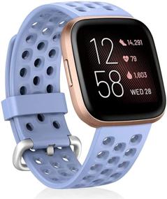 img 4 attached to CAVN Sport Bands: Stylish & Durable Fitbit Versa/Versa 2 Replacement Strap in Light Blue - Waterproof, Breathable & Comfortable for Men and Women (S(5.1-7.9in))