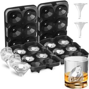 img 4 attached to Diamond Ice Cube Molds (Set of 2) - Whiskey Ice Cube Tray, Silicone Molds with Lids