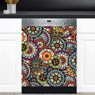 🌸 ethnic mandala magnetic dishwasher magnet: beautiful kitchen decor sticker (23 w x 26 h inches) логотип