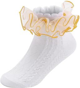 img 1 attached to 👸 Frilly Ruffles Princess Dress Socks for Little Girls - Lace Socks for Toddlers and Big Kids, Multiple Color Packs of 5