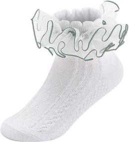 img 3 attached to 👸 Frilly Ruffles Princess Dress Socks for Little Girls - Lace Socks for Toddlers and Big Kids, Multiple Color Packs of 5
