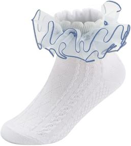 img 2 attached to 👸 Frilly Ruffles Princess Dress Socks for Little Girls - Lace Socks for Toddlers and Big Kids, Multiple Color Packs of 5
