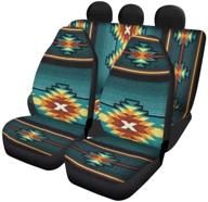afpanqz vintage aztec car seat covers full set for front seat and back seats 4 pieces universal size fit for most vehicle cars suvs trucks vans automotive accessories protection turquoise green logo