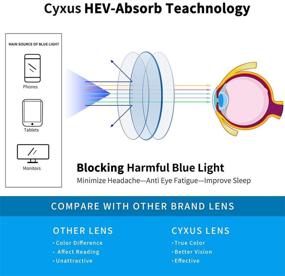 img 3 attached to 👓 Очки с металлической оправой Cyxus с блокировкой синего света для мужчин и женщин, очки против усталости глаз при работе с цифровыми экранами - защита от УФ-лучей, снятие головных болей (модель 8806T02, черные)