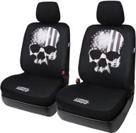 🚗 leader accessories black universal fit fashion skull flag front car seat covers set of 2 with airbag compatibility logo